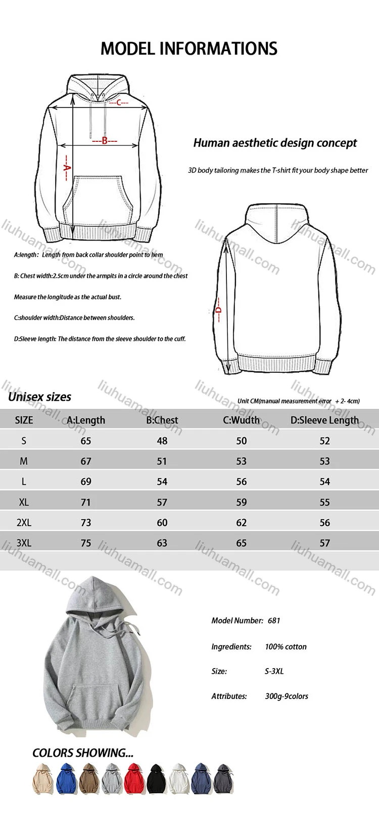 Wholesale Men's Casual 100%Cotton Letter Graphic Print Hoodies Drawstring Sweatshirts With Kangaroo Pocket LF30-5#