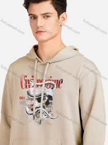Wholesale Men's Casual 100%Cotton Letter Skull Graphic Hoodies Drawstring Sweatshirts With Kangaroo Pocket LF30-6#, LIUHUA CLOTHING WHOLESALE