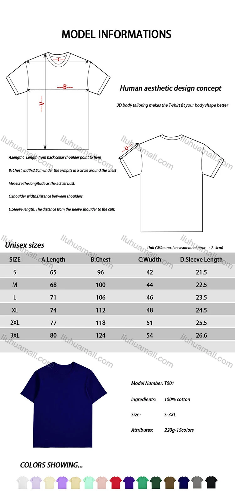 Wholesale Unisex Casual 100%Cotton Classic Round Neck Letter Print Short Sleeve Tee 17118#