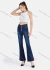 Wholesale Women's Casual High Waist Single Breasted Ankle Length Flared Leg Jean - Liuhuamall