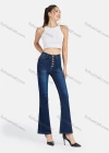 Wholesale Women's Casual High Waist Single Breasted Ankle Length Flared Leg Jean - Liuhuamall