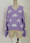 Wholesale Women's Casual V Neck Long Sleeve Print Sweater - Liuhuamall
