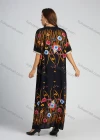 Wholesale Women's Vintage Print Embroidered Trims Maxi With Scarf - Liuhuamall