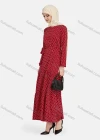 Wholesale Women's Casual Polka Dot Long Sleeve Ruffle Hem Maxi Dress With Belt 1344# - Liuhuamall