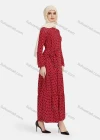Wholesale Women's Casual Polka Dot Long Sleeve Ruffle Hem Maxi Dress With Belt 1344# - Liuhuamall