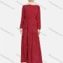 Wholesale Women's Casual Polka Dot Long Sleeve Ruffle Hem Maxi Dress With Belt 1344# preview