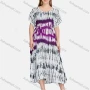 Wholesale Women's Casual Scoop Neck Tie Dye Lace Up Midi Dress XQ-788-YD# preview