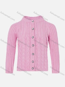 Wholesale Girls Long Sleeve Mock Neck Button Front Sweater Cardigan, LIUHUA CLOTHING WHOLESALE