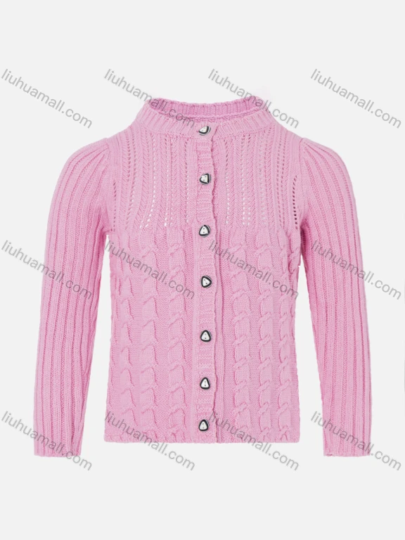 Wholesale Girls Long Sleeve Mock Neck Button Front Sweater Cardigan
