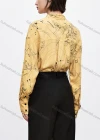 Wholesale Women's Fashion Tie Neck Long Sleeve Baroque Print Button Down Shirt 574558# - Liuhuamall