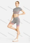 Wholesale Women's Sporty Skinny Fit Stretch Striped Tops & Biker Shorts Set - Liuhuamall
