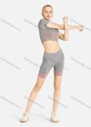 Wholesale Women's Sporty Skinny Fit Stretch Striped Tops & Biker Shorts Set - Liuhuamall