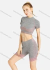Wholesale Women's Sporty Skinny Fit Stretch Striped Tops & Biker Shorts Set - Liuhuamall