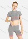 Wholesale Women's Sporty Skinny Fit Stretch Striped Tops & Biker Shorts Set - Liuhuamall