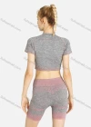 Wholesale Women's Sporty Skinny Fit Stretch Striped Tops & Biker Shorts Set - Liuhuamall
