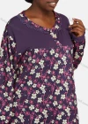 Wholesale Women's Vintage Lounge Long Sleeve Allover Floral Print Splicing Lace Trim Button Front Maxi Nightgown - Liuhuamall