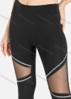 Wholesale Women's Contrasted Zip Print Mesh Panels Crop Leggings - Liuhuamall