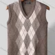 Wholesale Men's Casual V Neck Sleeveless Argyle Print Knit Sweater Vests Brown Clothing Wholesale Market Liuhua