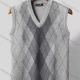 Wholesale Men's Casual V Neck Sleeveless Argyle Print Knit Sweater Vests Light Gray Clothing Wholesale Market Liuhua