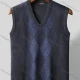 Wholesale Men's Casual V Neck Sleeveless Argyle Print Knit Sweater Vests Slate Gray Clothing Wholesale Market Liuhua