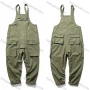 Wholesale Men's Plain Multiple Flap Pockets American Suspenders Loose Casual Cargo Overalls PM-3320# preview