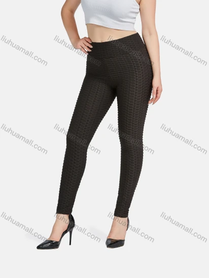 Wholesale Honeycomb Leggings Women's Casual Plain High Waist Texture Leggings