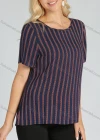 Wholesale Women's Casual Round Neck Short Sleeve Striped Print Tee - Liuhuamall