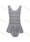 Wholesale Girls Vacation Crew Neck Sleeveless Ruffle Hem Vintage Print One Piece Swimsuit - Liuhuamall