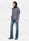 Wholesale Women's Casual Plain Collared Long Sleeve Shirt 1169# - Liuhuamall