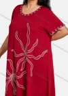 Wholesale Women's Plus Size Elegant Crew Neck Short Sleeve Embroidery Knee Length Dress - Liuhuamall