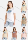 Wholesale Women's Casual Letter Print Round Neck Short Sleeve Tee - Liuhuamall