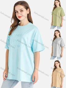 Wholesale Women's Casual Oversized Letter Print Short Sleeve Round Neck Tee, LIUHUA CLOTHING WHOLESALE