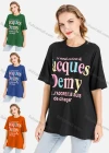 Wholesale Women's Casual Multi-Color Slogan Print Short Sleeve Round Neck Oversized Tee - Liuhuamall