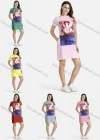 Wholesale Women's Casual Short Sleeve Round Neck Graphic Tee Dress - Liuhuamall