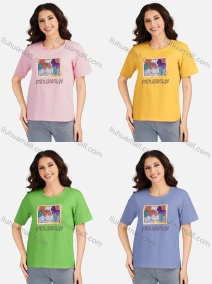 Wholesale Women's Casual Graphic Round Neck Short Sleeve T-shirt 3102#, LIUHUA CLOTHING WHOLESALE