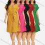 Wholesale Women's Casual Plain Button Down Short Sleeve Shirt Dress With Belt EG-3371# preview