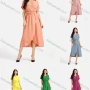 Wholesale Women's Casual Plain Wrap Short Sleeve Midi Dress With Belt EG-3436# preview
