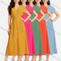 Wholesale Women's Casual Plain V Neck Button Down Short Sleeve Midi Dress EG-3526# preview