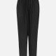 Women's Plain Ruched Drawstring Elastic Waist Casual Pants Black Clothing Wholesale Market -LIUHUA