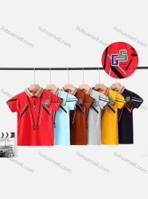 Wholesale Boy's Casual Striped Print Short Sleeve Modal Cotton Polo Shirt, LIUHUA CLOTHING WHOLESALE