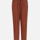 Women's Plain Ruched Drawstring Elastic Waist Casual Pants Red Clothing Wholesale Market -LIUHUA