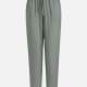 Women's Plain Ruched Drawstring Elastic Waist Casual Pants Gray Clothing Wholesale Market -LIUHUA