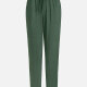 Women's Plain Ruched Drawstring Elastic Waist Casual Pants Forest Green Clothing Wholesale Market -LIUHUA