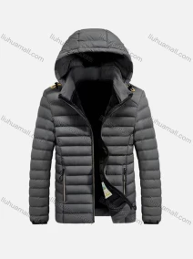 Wholesale Men's Detachable Hood Zips Pockets Oversize Puffer Coat, LIUHUA CLOTHING WHOLESALE