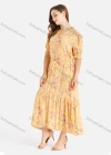 Wholesale Women's Casual Elegant V-Neck Puff Sleeve Button Front Floral Print Maxi Dress With Belt - Liuhuamall