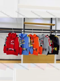 Wholesale  Boys Colorful Striped Sleeves Large Letters Print Graphic Hoodies, LIUHUA CLOTHING WHOLESALE