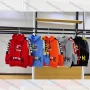 Wholesale  Boys Colorful Striped Sleeves Large Letters Print Graphic Hoodies preview