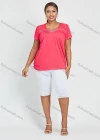 Wholesale Women's Daily Short Sleeve Square Neck Rhinestone Top 2 Piece Set - Liuhuamall