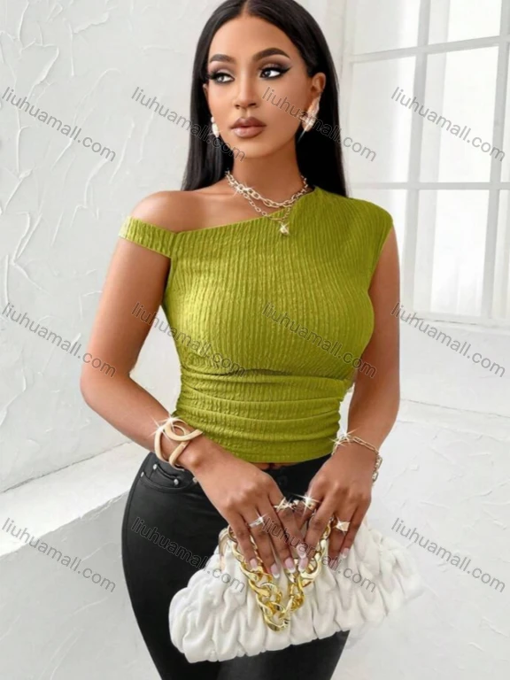 Wholesale Women's Chic Off Shoulder Ribbed Top 4001#