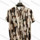 Wholesale In Stock Men's Slim Fit Short Sleeve Shirt | Abstract Brush - Stroke Print Beige - Brown Casual Business Top Multi-color Clothing Wholesale Market Liuhua